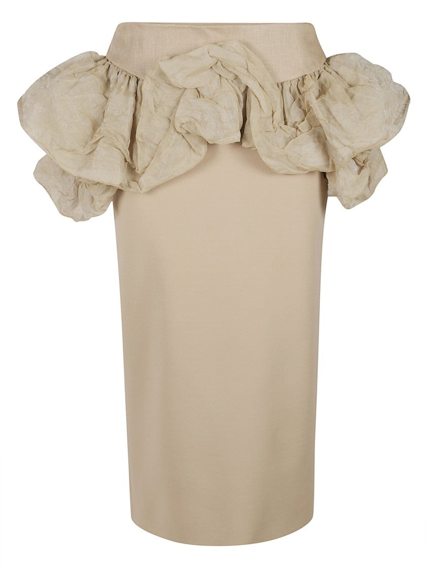 Max Mara Pencil Skirts With Voluminous Ruffled Sleeves