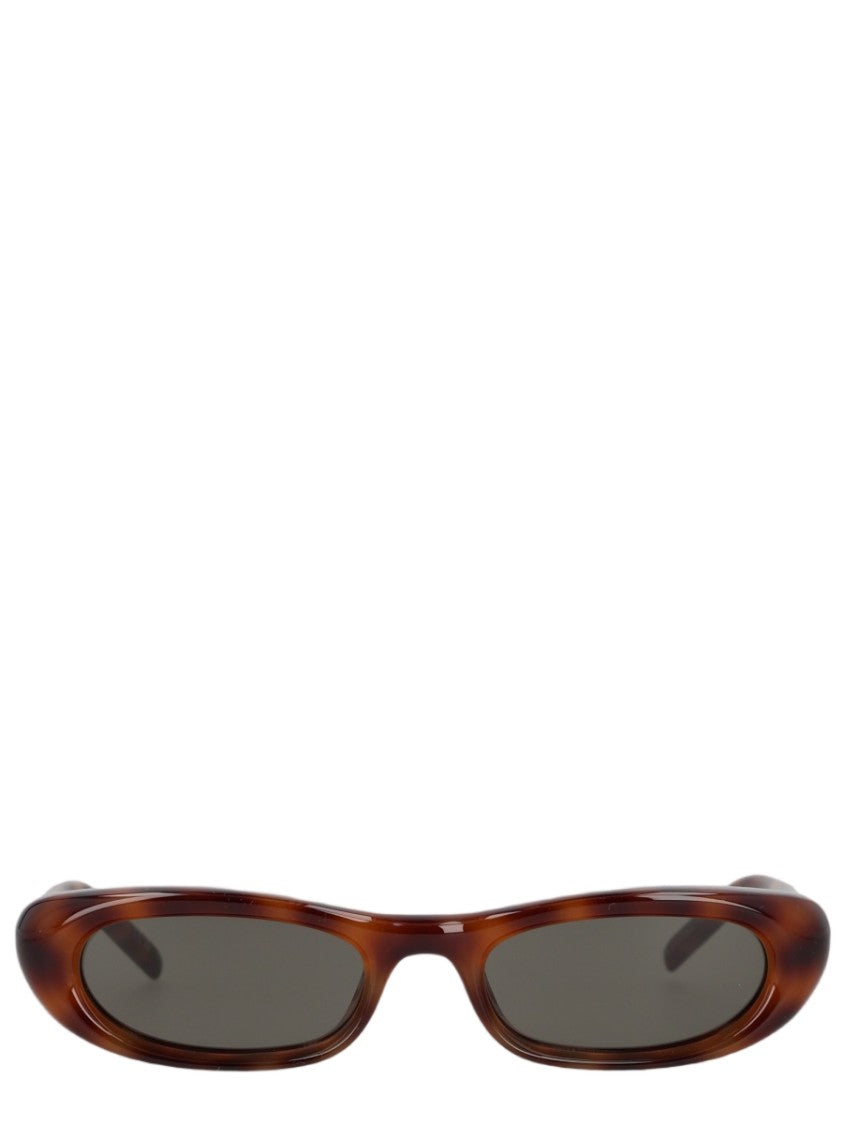 Saint Laurent Tortoiseshell Acetate Oval Sunglasses With Slim Arms