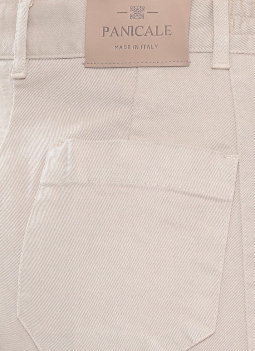 Panicale Beige Cotton Embellished Straight-Leg Pants
