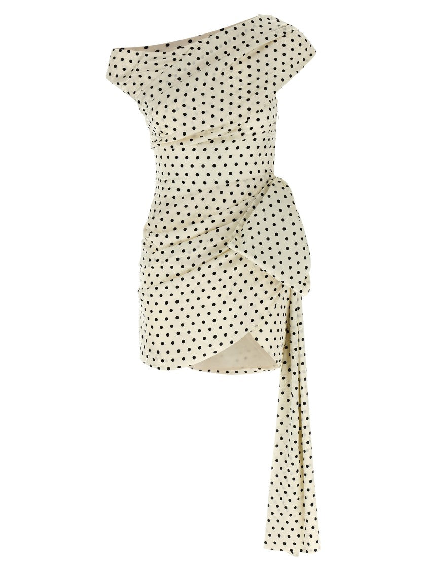 Self-Portrait 'Polka Dot Satin Tie Side Mini' Dress