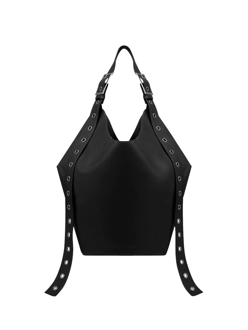 Dondup Black Big Hobo Leather Bag
