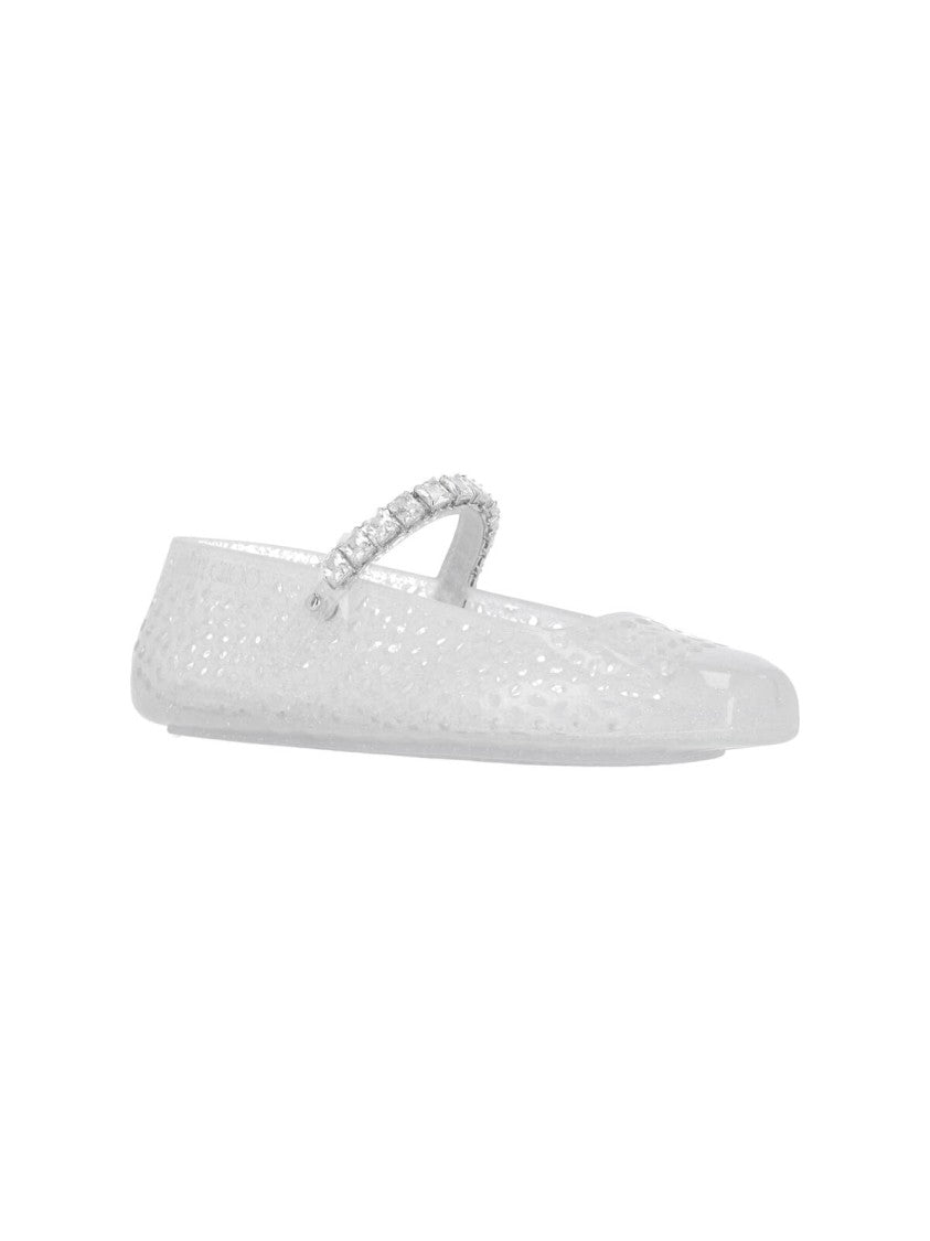 Jimmy Choo Silver Mary Jane Jelly Flats