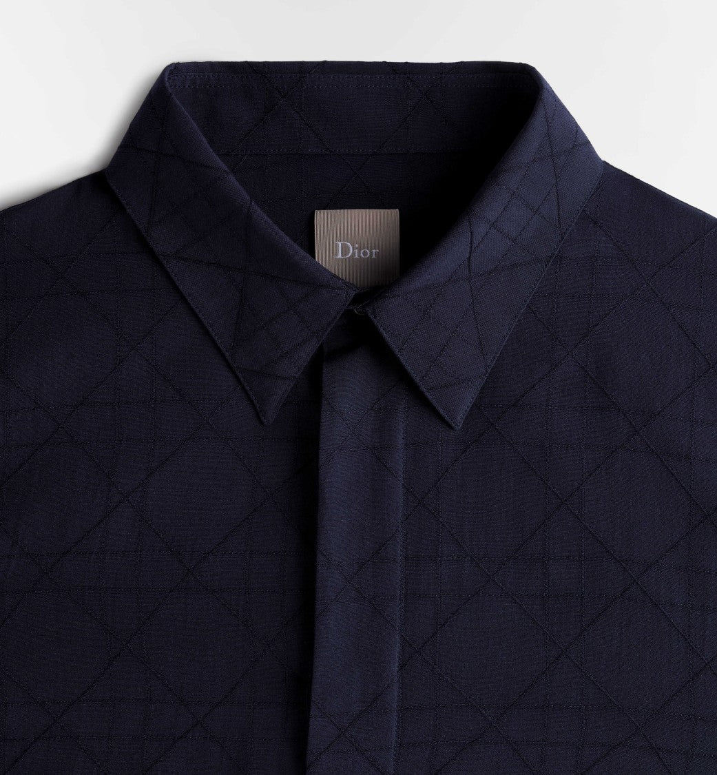 Christian Dior Short-Sleeve Woven Shirt With Tonal Geometric Pattern