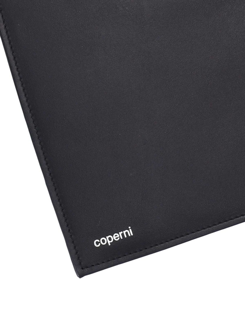 Coperni Black Leather Heart Tote Bag