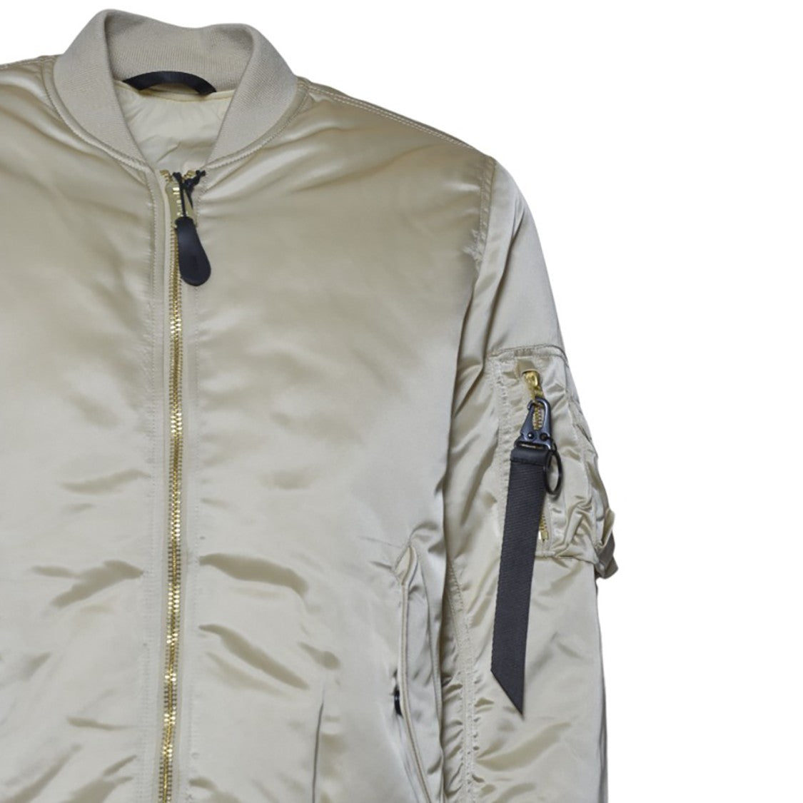 Alpha Industries Beige Bomber Jacket With Ribbed Cuffs And Zippered Pocket