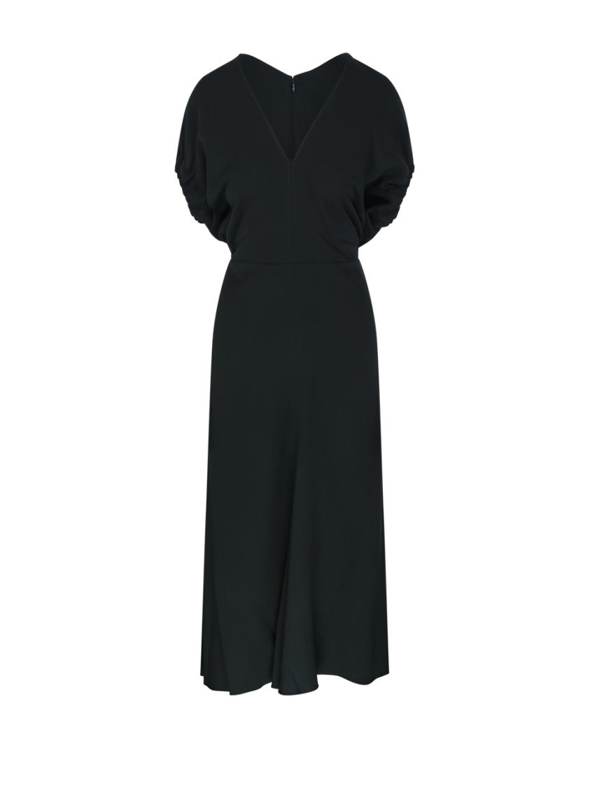 Victoria Beckham Blouson Detail Midi Dress
