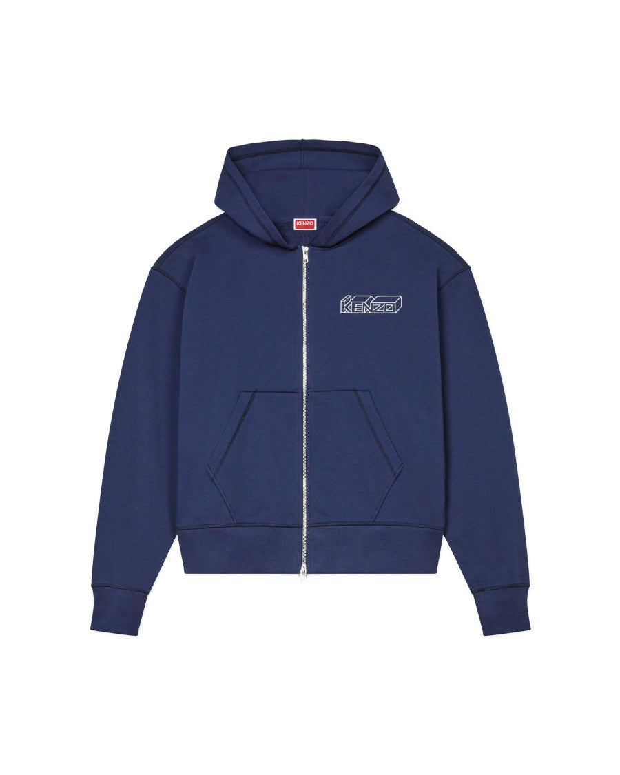 Kenzo Zipped Hoodie With Large Embroidered Logo