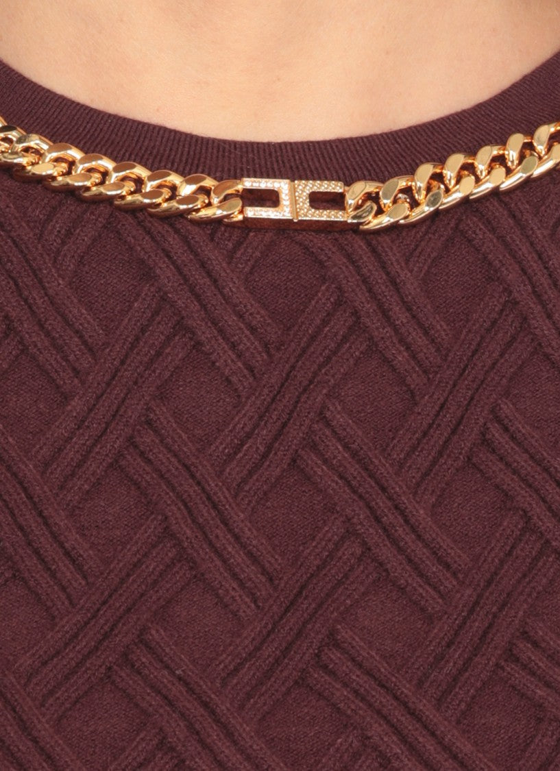 Elisabetta Franchi Textured Geometric Knit Sleeveless Sweater