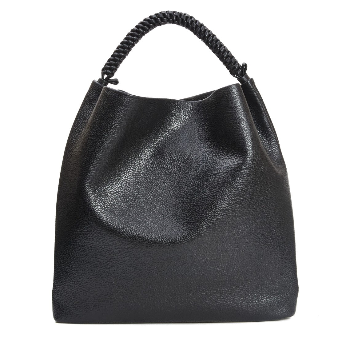 Orciani Textured Black Leather Shoulder Bag