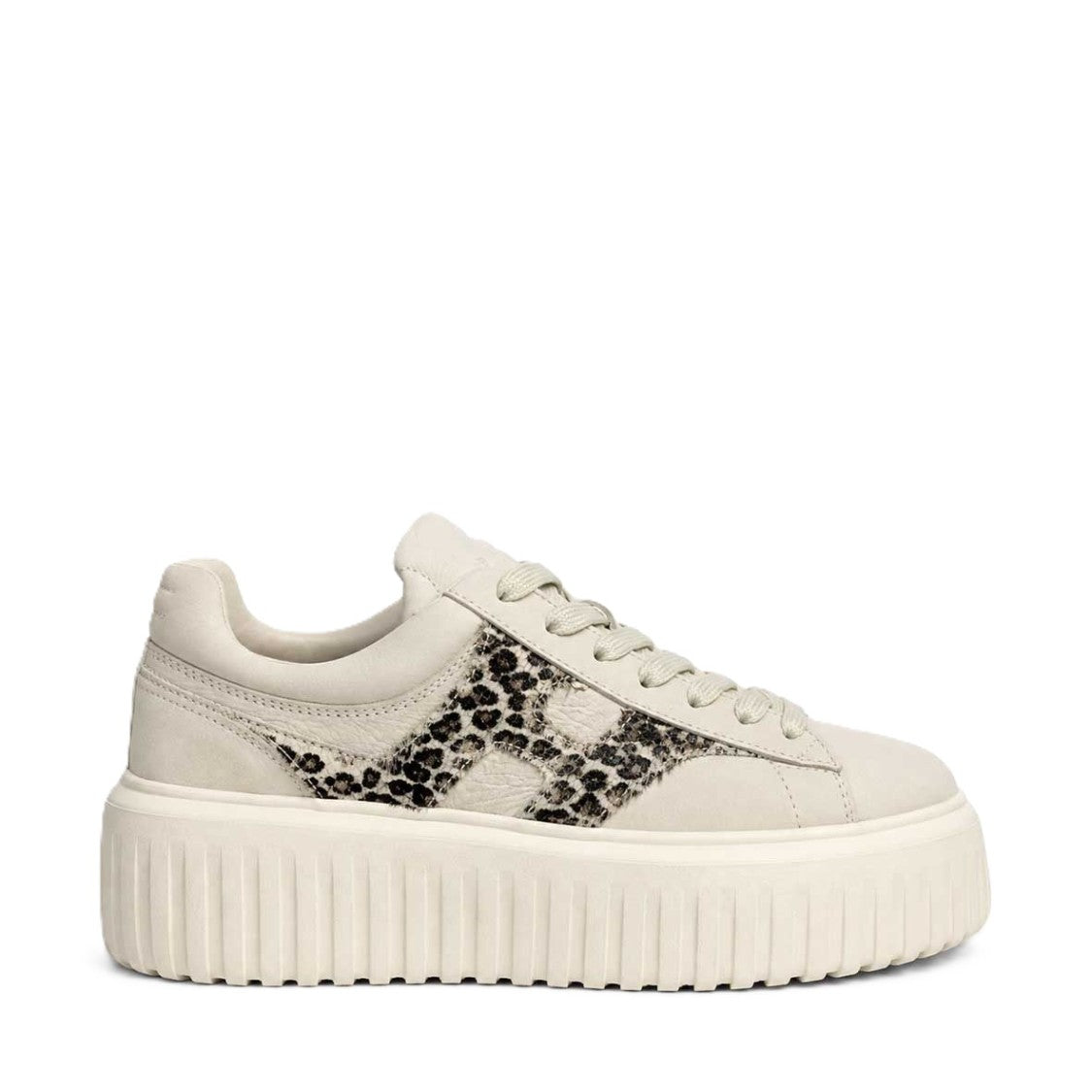 Hogan Leopard Print Ribbed-Sole Platform Sneakers