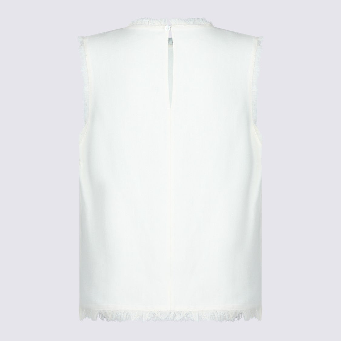 Antonelli Firenze Sleeveless White Top With Frayed Edges