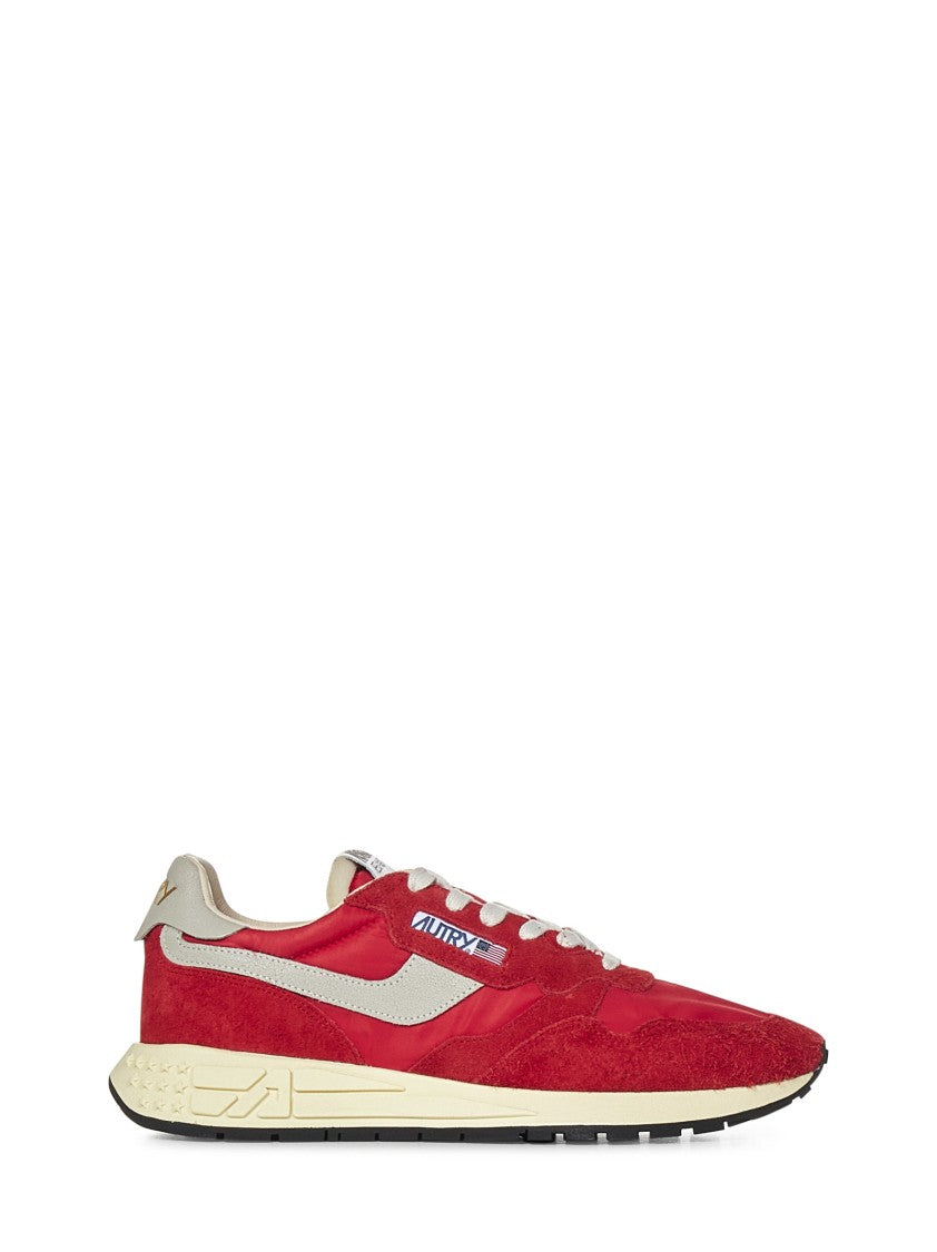Autry Reelwind Low Red Suede And Nylon Sneakers