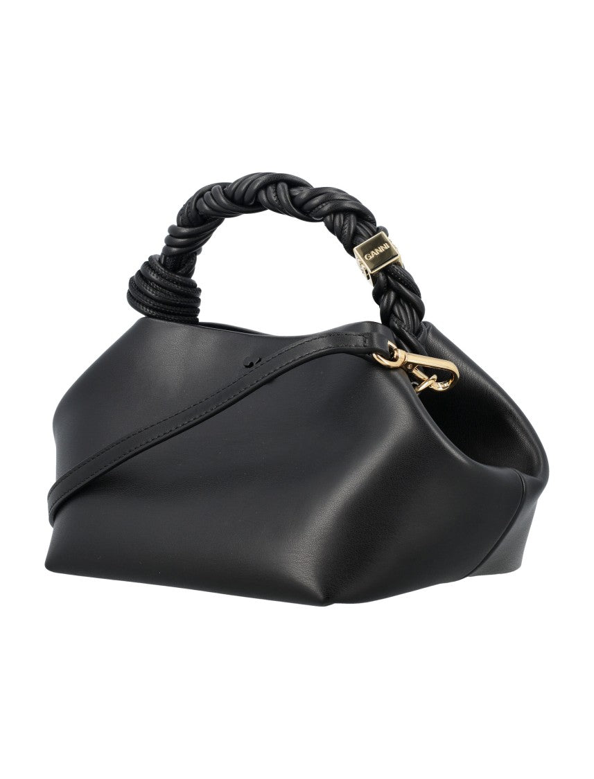 Ganni Geometric Black Handbag With Twisted Rope Handle