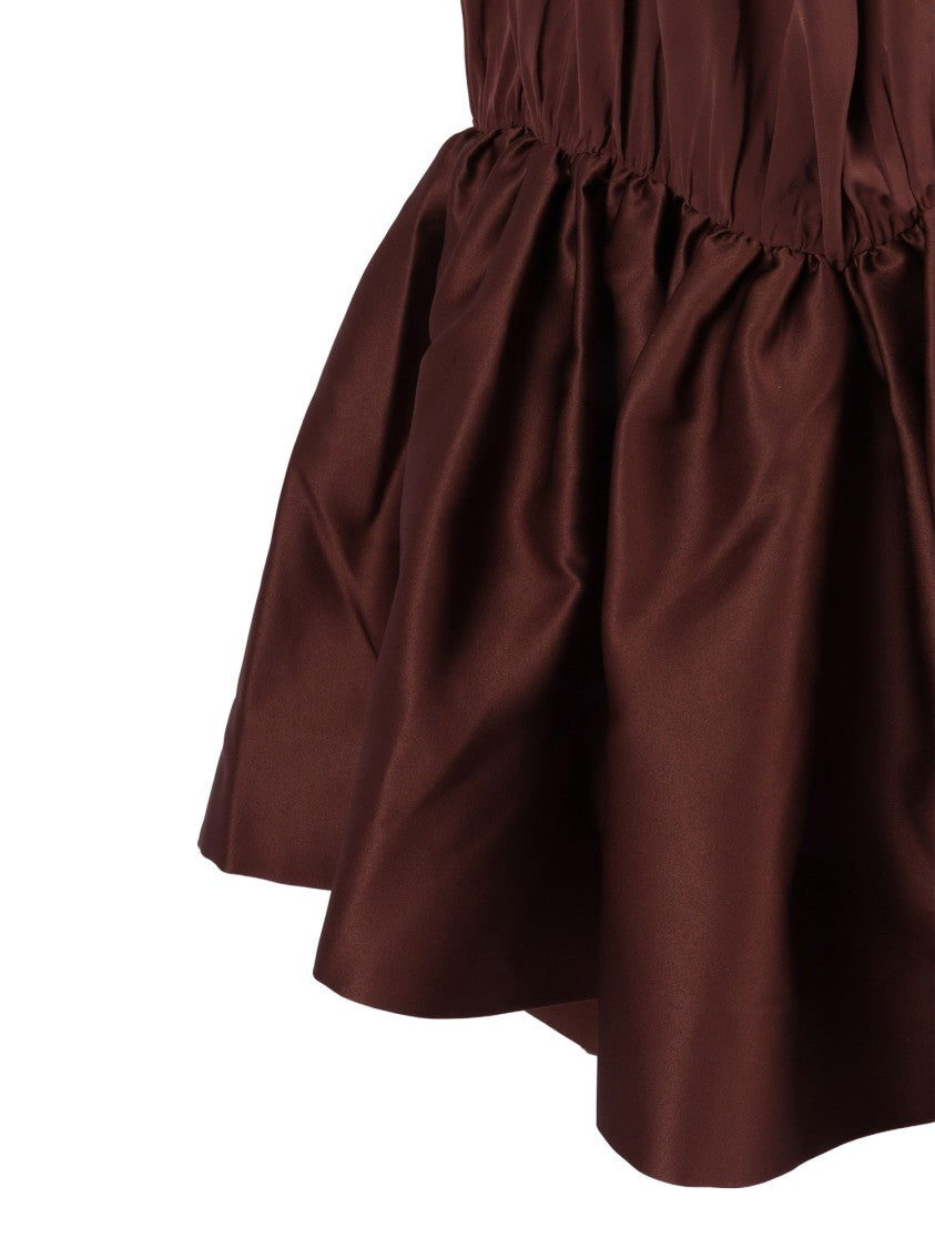 Rotate Potting Soil Gathered Mini Dress