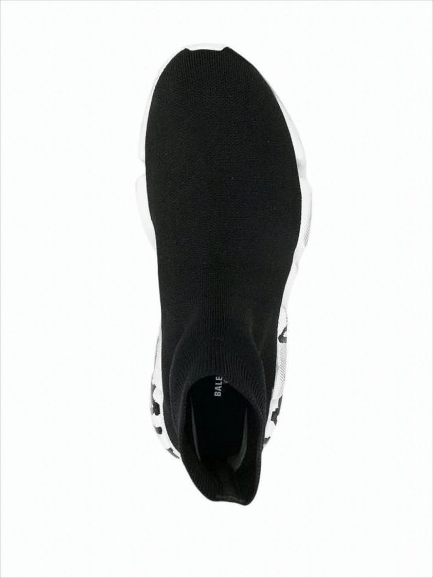 Balenciaga Sock-Style Black Stretch-Knit Sneakers With Chunky Rubber Sole