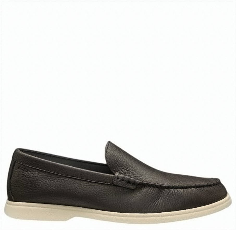 Boss Brown Grained Leather Loafers