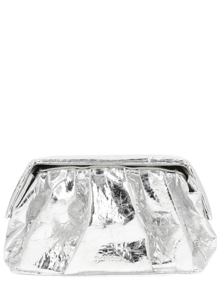 Themoirè Silver Metallic Crinkled Clutch