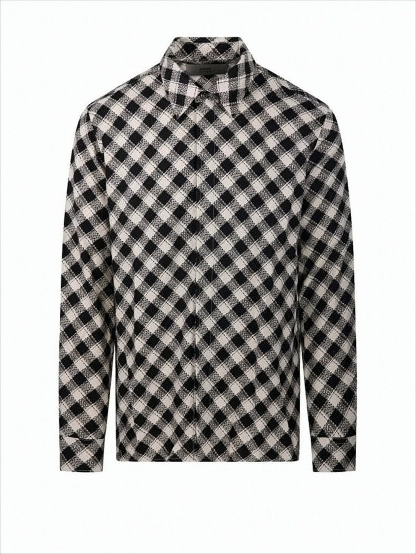 Ami Paris Classic Checkered Button-Down Shirt With Structured Collar