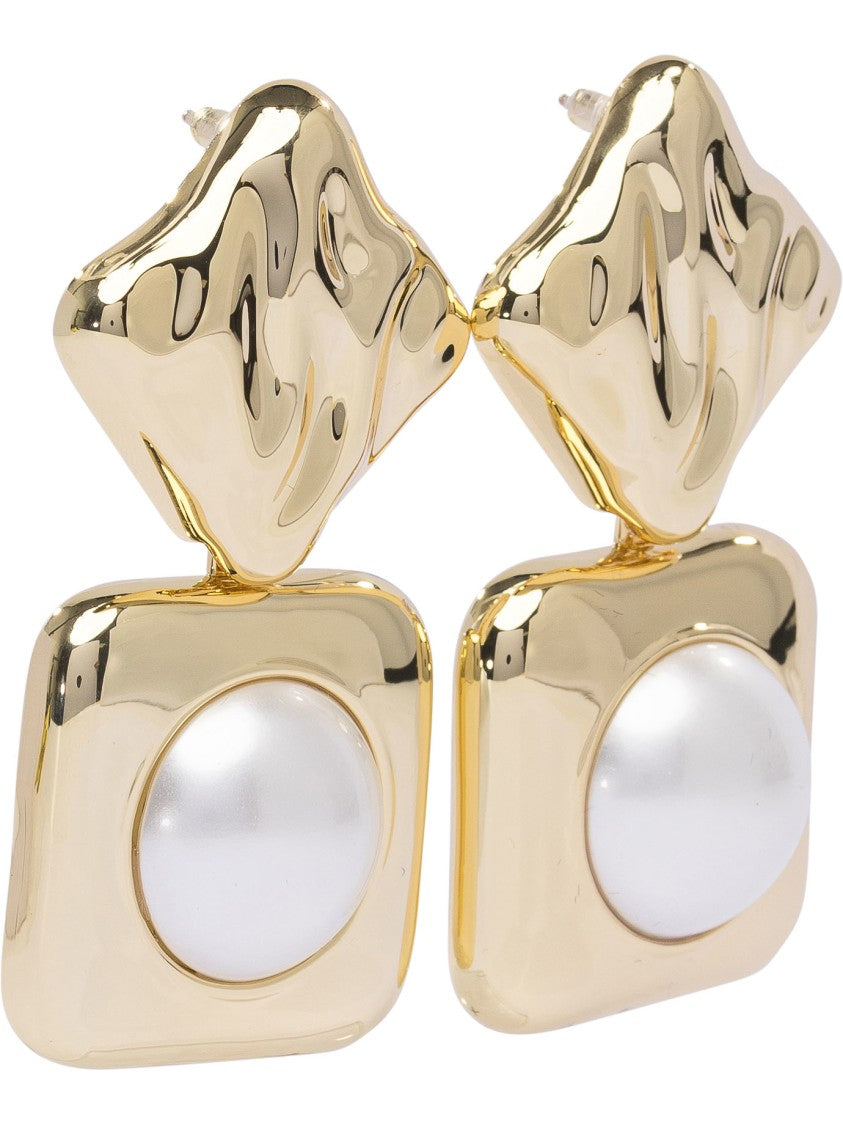 Self-Portrait Gold-Tone Statement Earrings With Sculptural Design