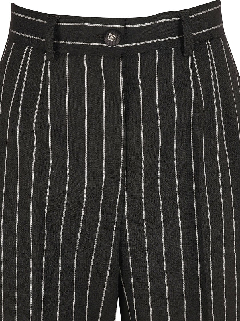 Dolce & Gabbana Tailored Black Trousers With Vertical Pinstripes