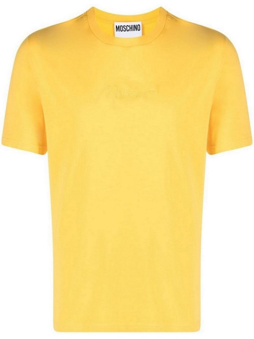 Moschino Yellow Logo Embroidered T-Shirt