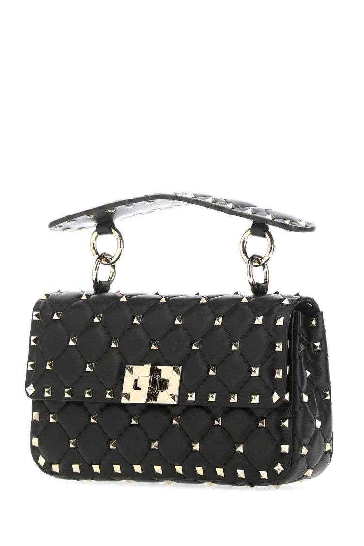 Valentino Garavani Black Nappa Leather Small Rockstud Spike Handbag