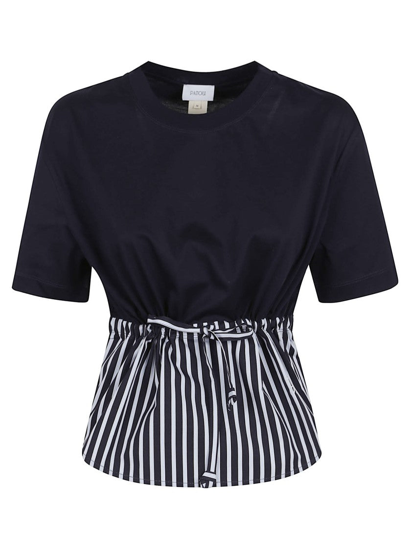 Patou Unique Striped Hem T-Shirt With Cinched Waist