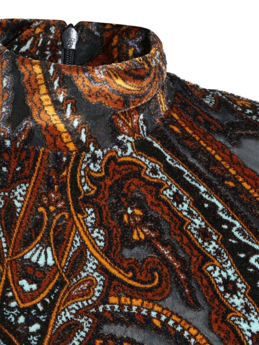 Etro Paisley-Print High-Neck Midi Dress