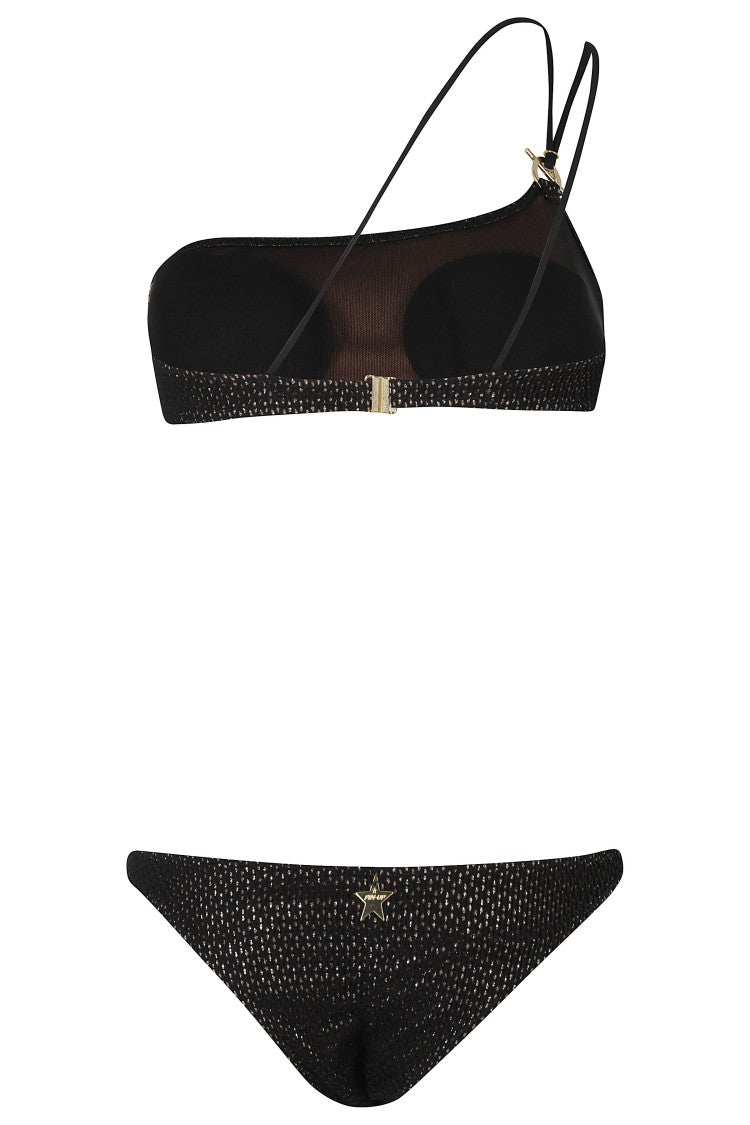 Pin-Up Black Laminated Crochet Brazilian Polyamide Bikini