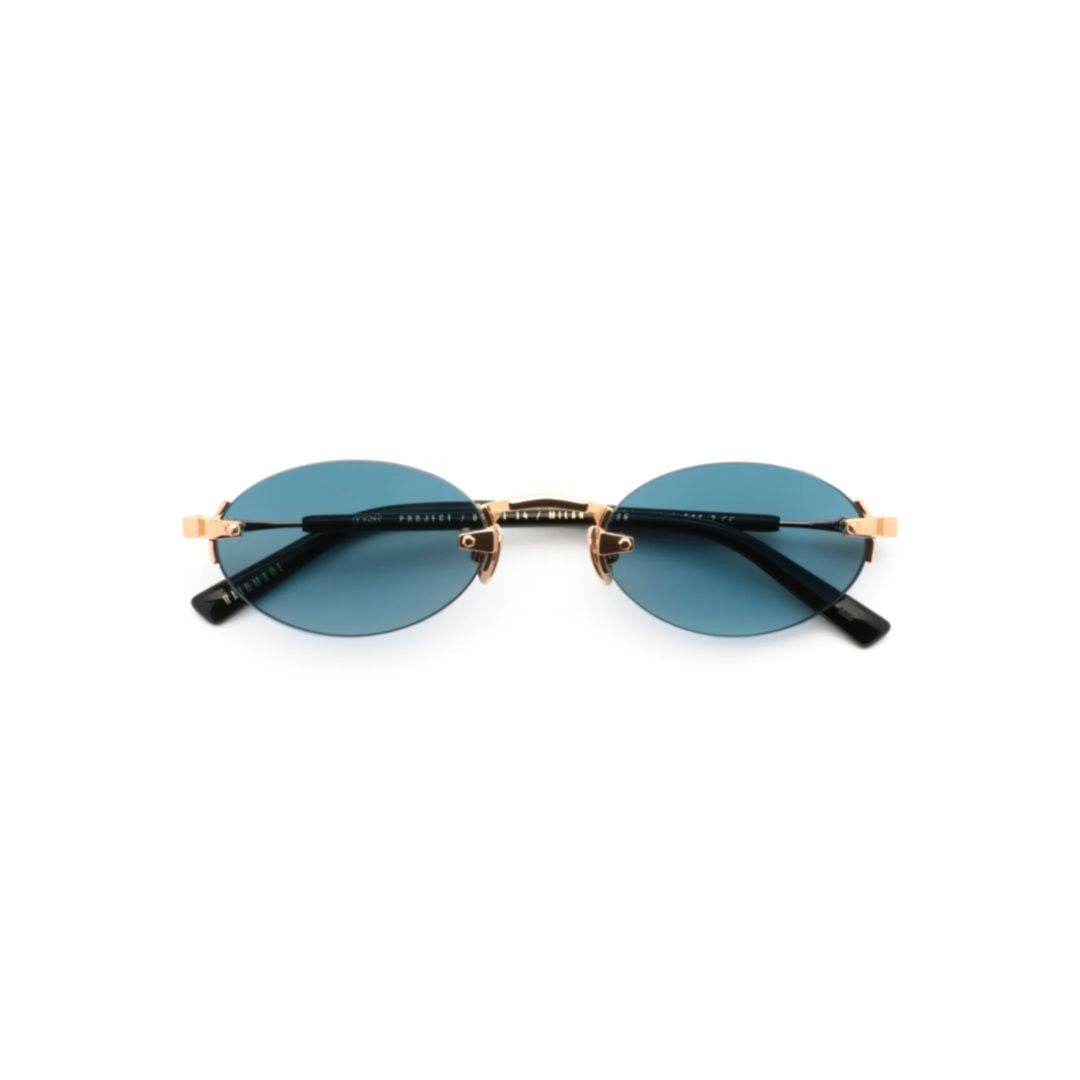 Gast Quantum Minimalist Oval Blue Lenses With Gold Metal Frame Sunglasses