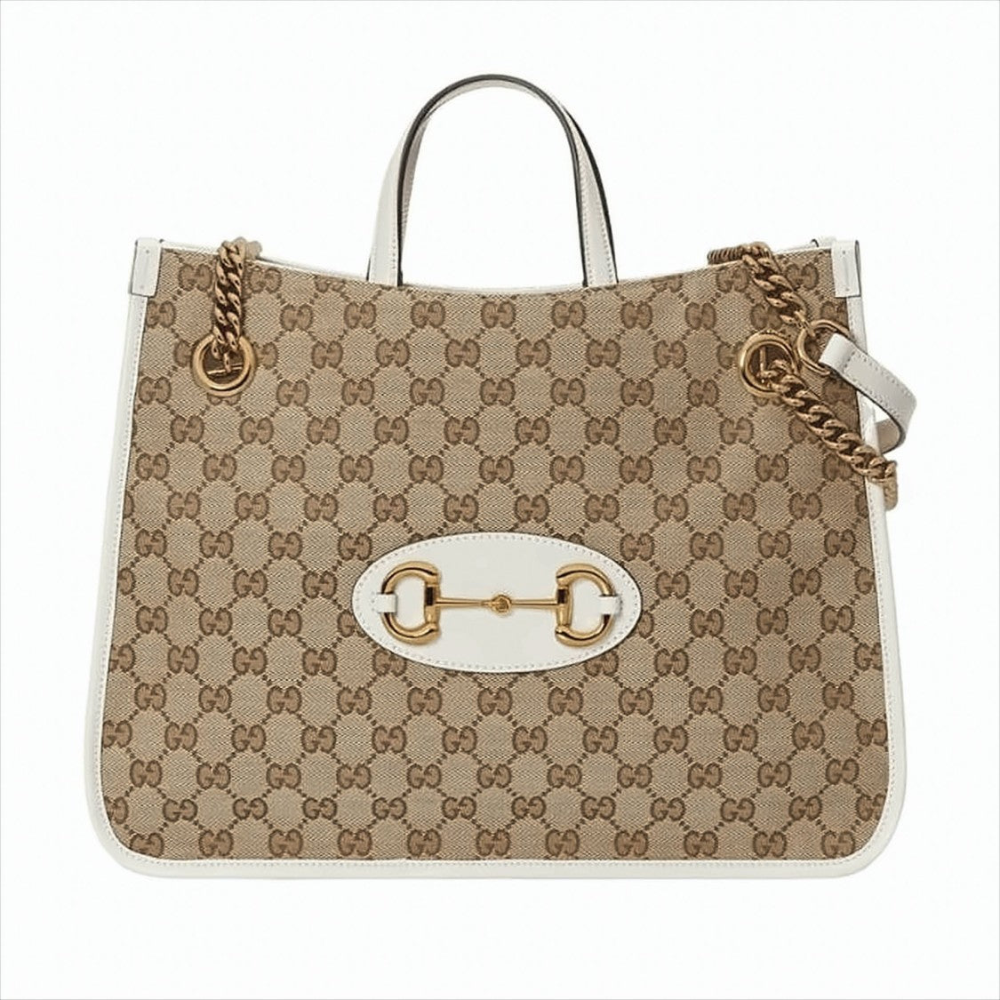 Gucci Monogram Canvas And Leather Medium Tote Bag With Horsebit Detail