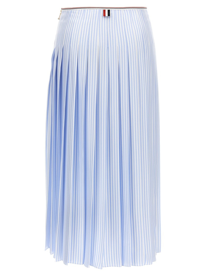 Thom Browne Pleated Striped Silk Skirt