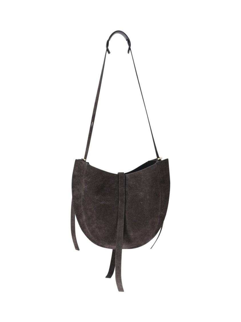 Minobossi Brown Lizzie Calfskin Suede Top-Handle Shoulder Bag