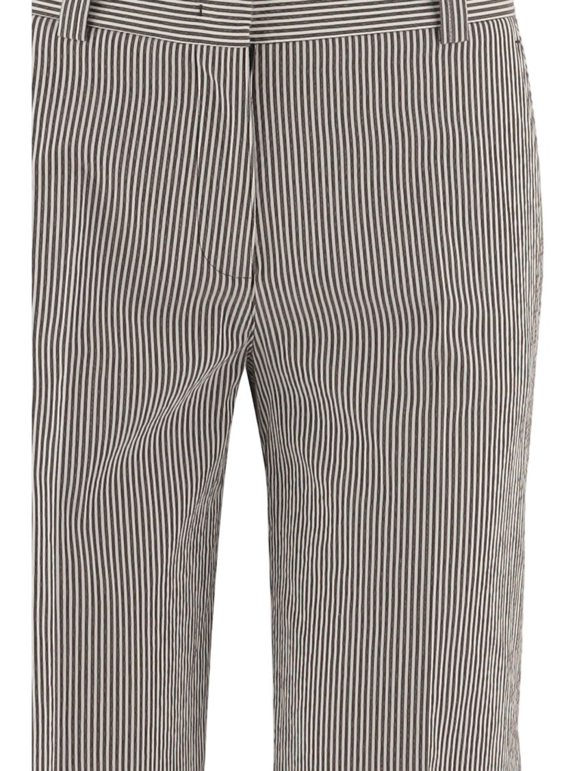 Ql2 Striped Stretch Cotton-Blend Pants