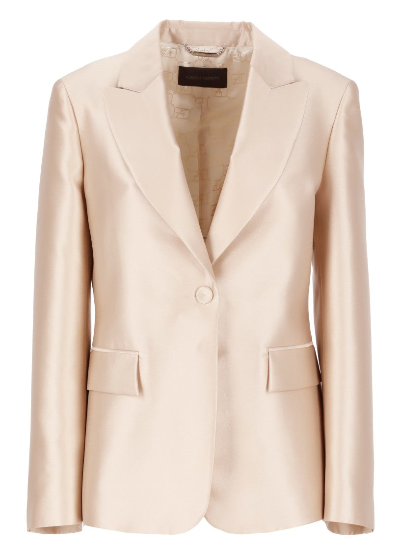 Alberta Ferretti Ivory Silk Blend Blazer