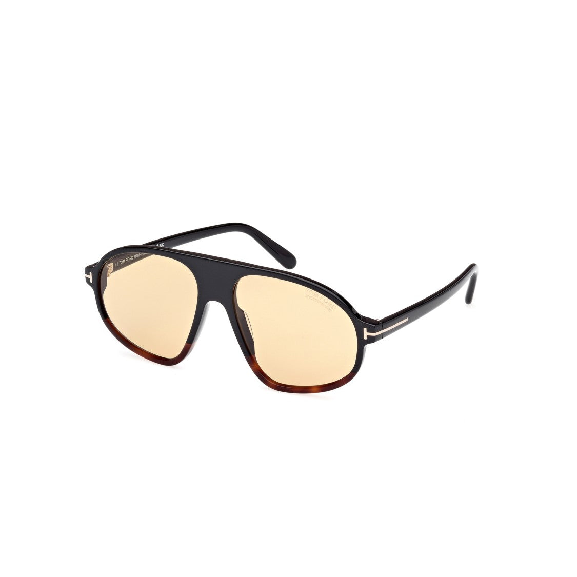 Tom Ford Ft1178 Aviator Sunglasses With Tortoiseshell Edging And Amber Lenses