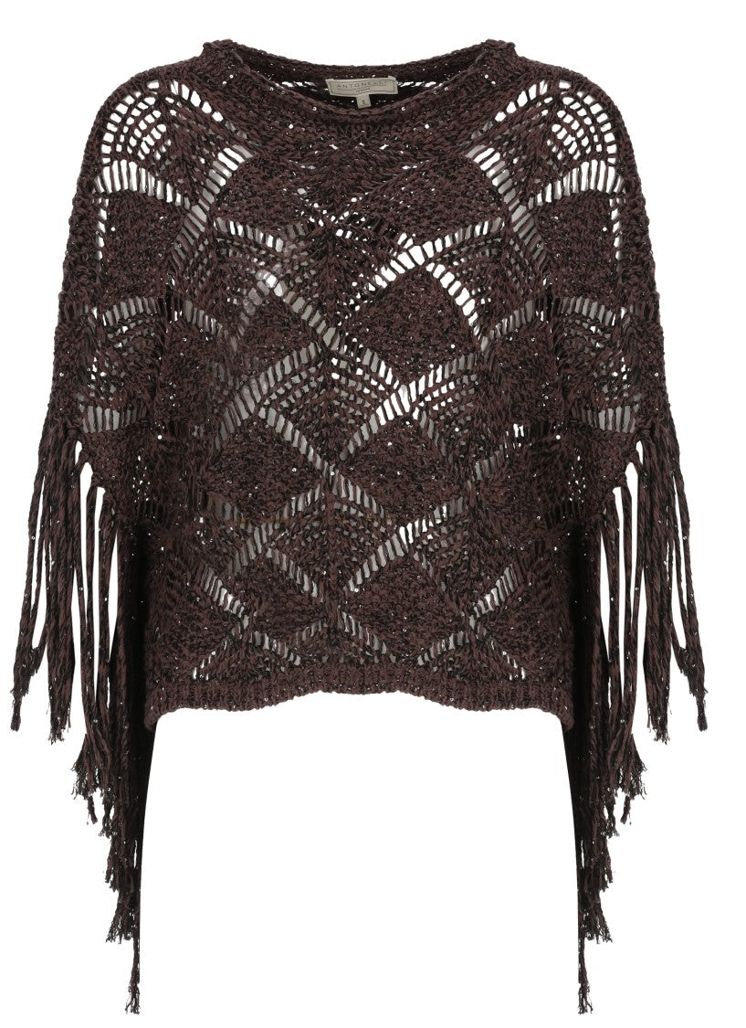 Antonelli Firenze Brown Brionia Sequined Cut-Out Sweater
