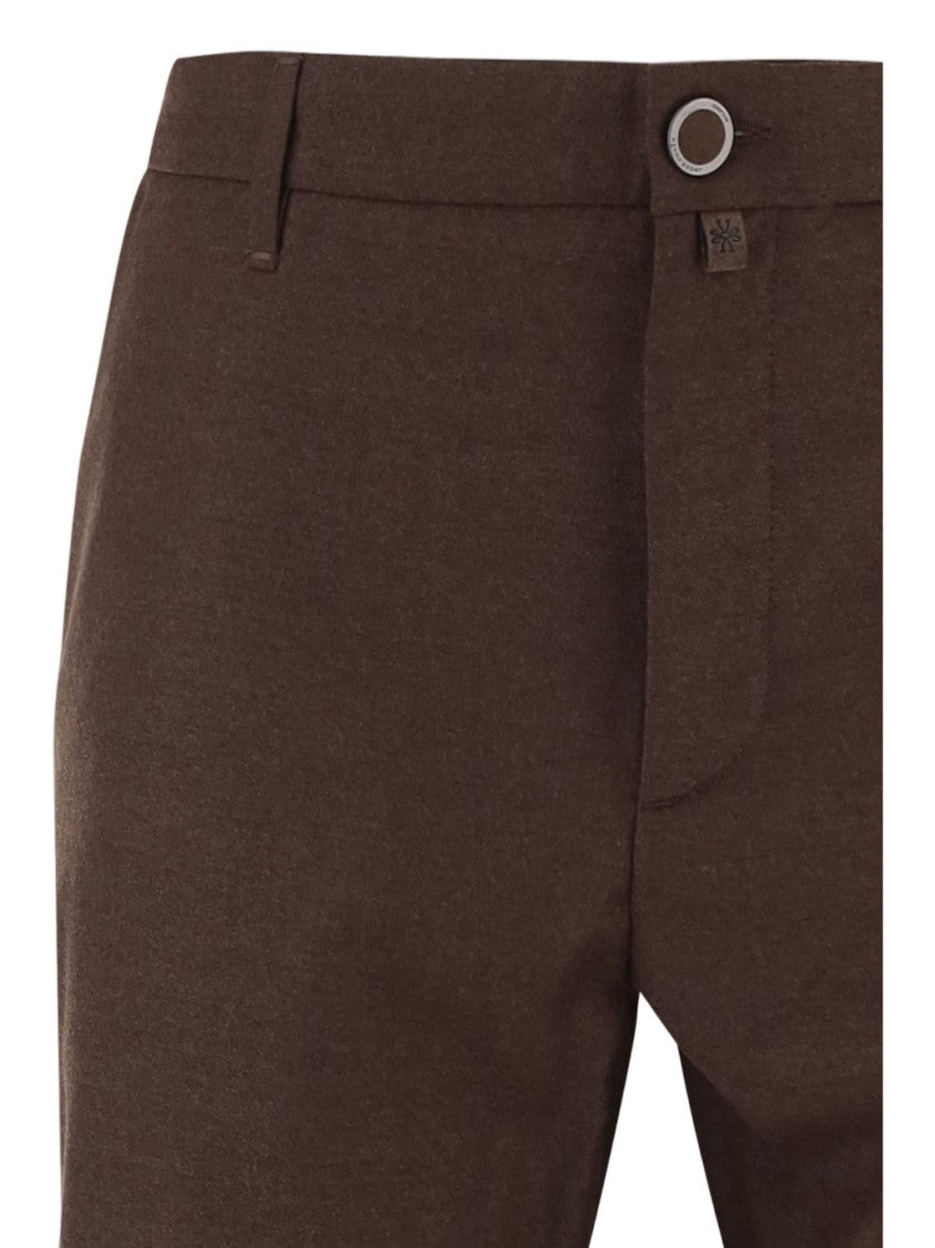 Jacob Cohen Brown Stretch Virgin Wool Pleated Tailored Pants