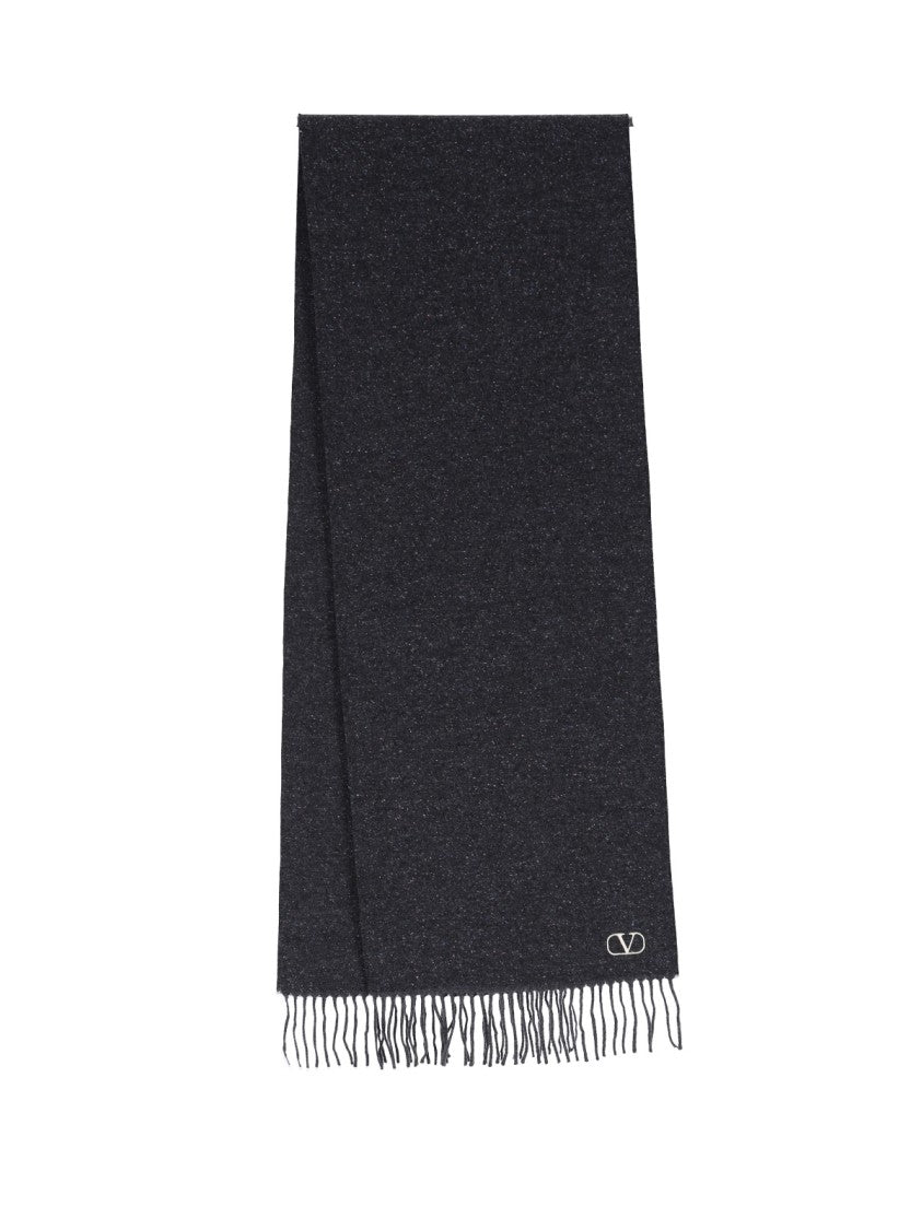 Valentino Garavani Grey Vlogo Signature Wool Scarf