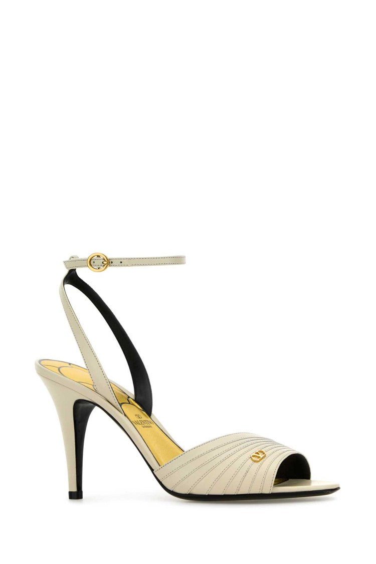 Valentino Garavani Ivory Leather Ladycrush Sandals