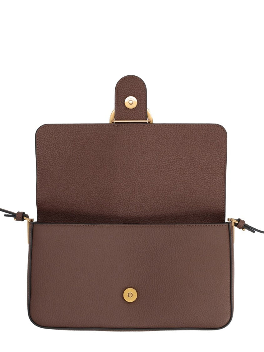 Pinko Black Leather Love Medium Shoulder Bag