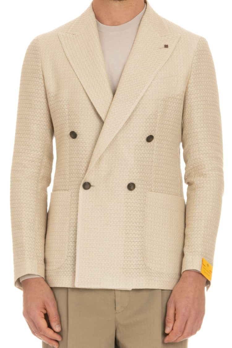 Tagliatore Double-Breasted Jacket Linen-Viscose-Cotton Weston Model