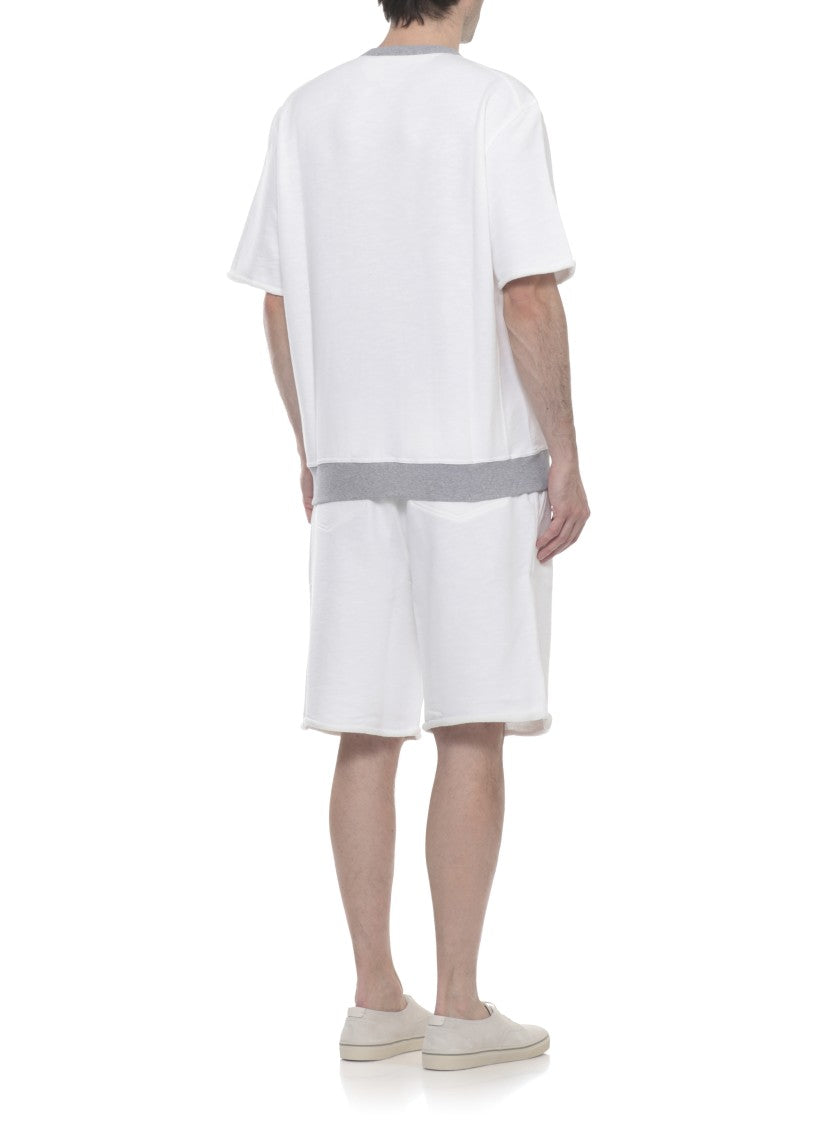 Brunello Cucinelli Ivory Logo Print Cotton T-Shirt