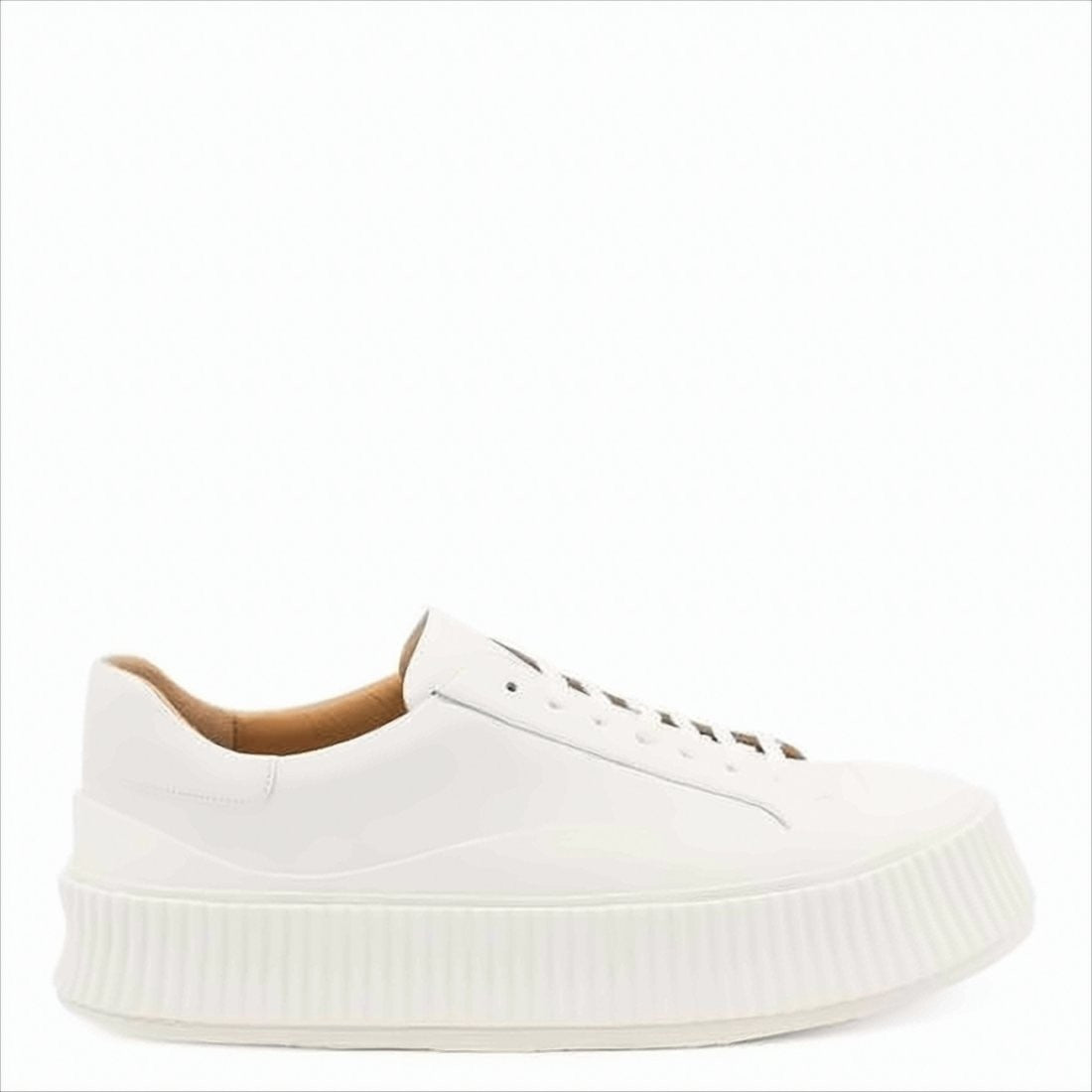 Jil Sander Minimalist White Calf Leather Sneakers