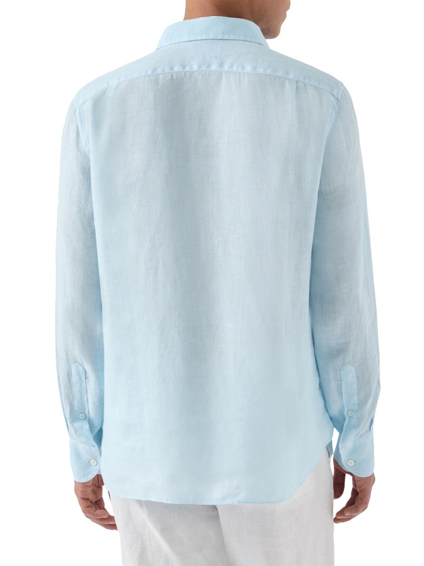 Mc2 Saint Barth Long-Sleeved Linen Shirt With Classic Collar