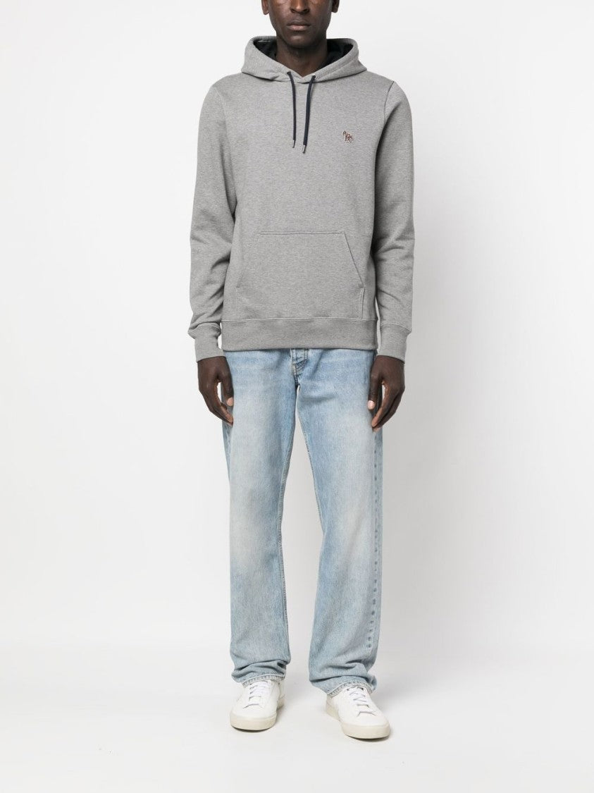 Paul Smith Light Grey Mélange Hoodie With Logo Patch