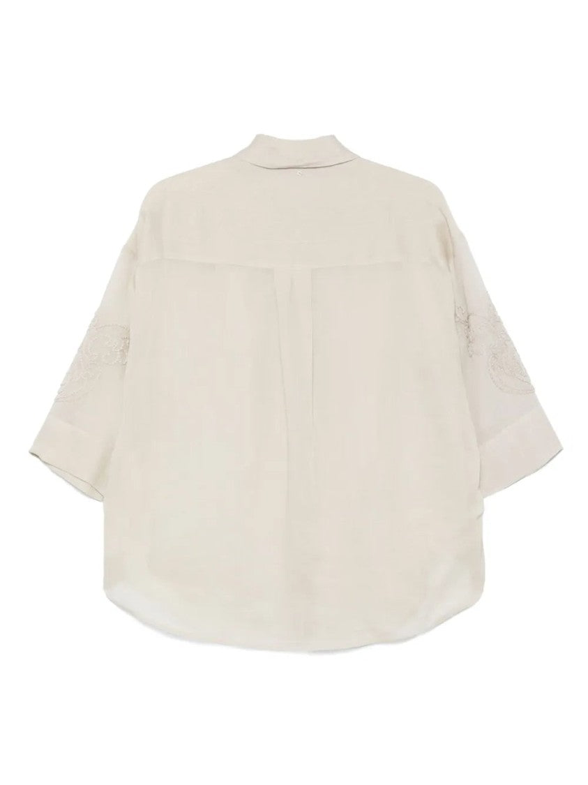 Lorena Antoniazzi Light Beige Embroidered Shirt