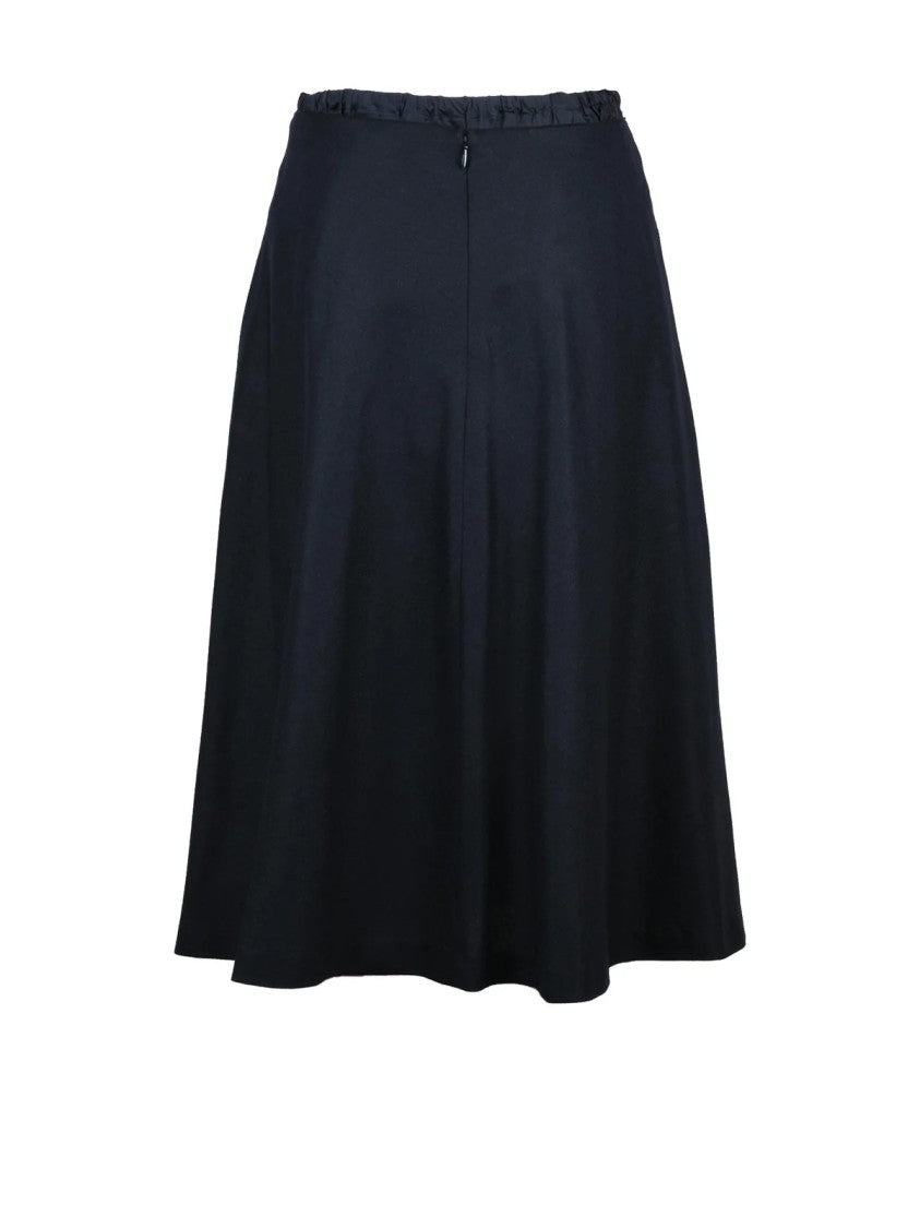 Aspesi Fluid Viscose Flared Skirt With Structured Pleats And Pockets