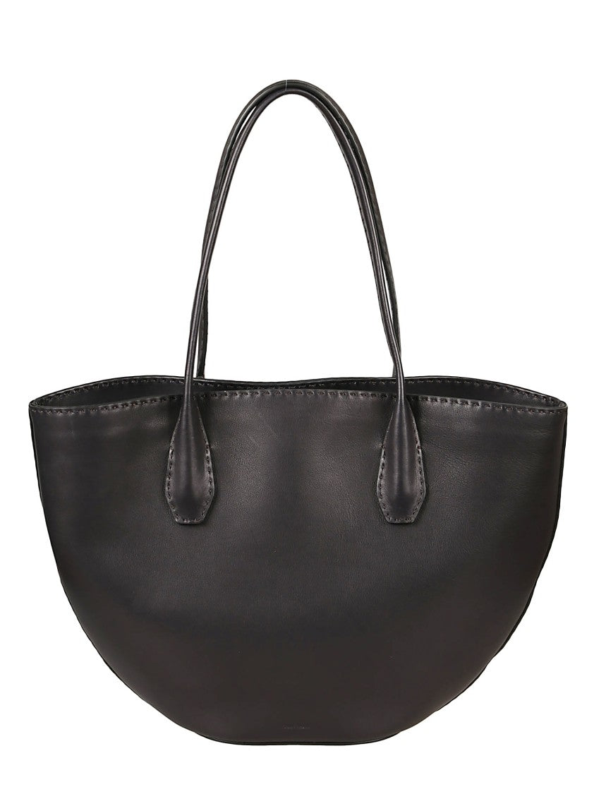 The Row Curved Silhouette Black Tote Bag With Sturdy Handles