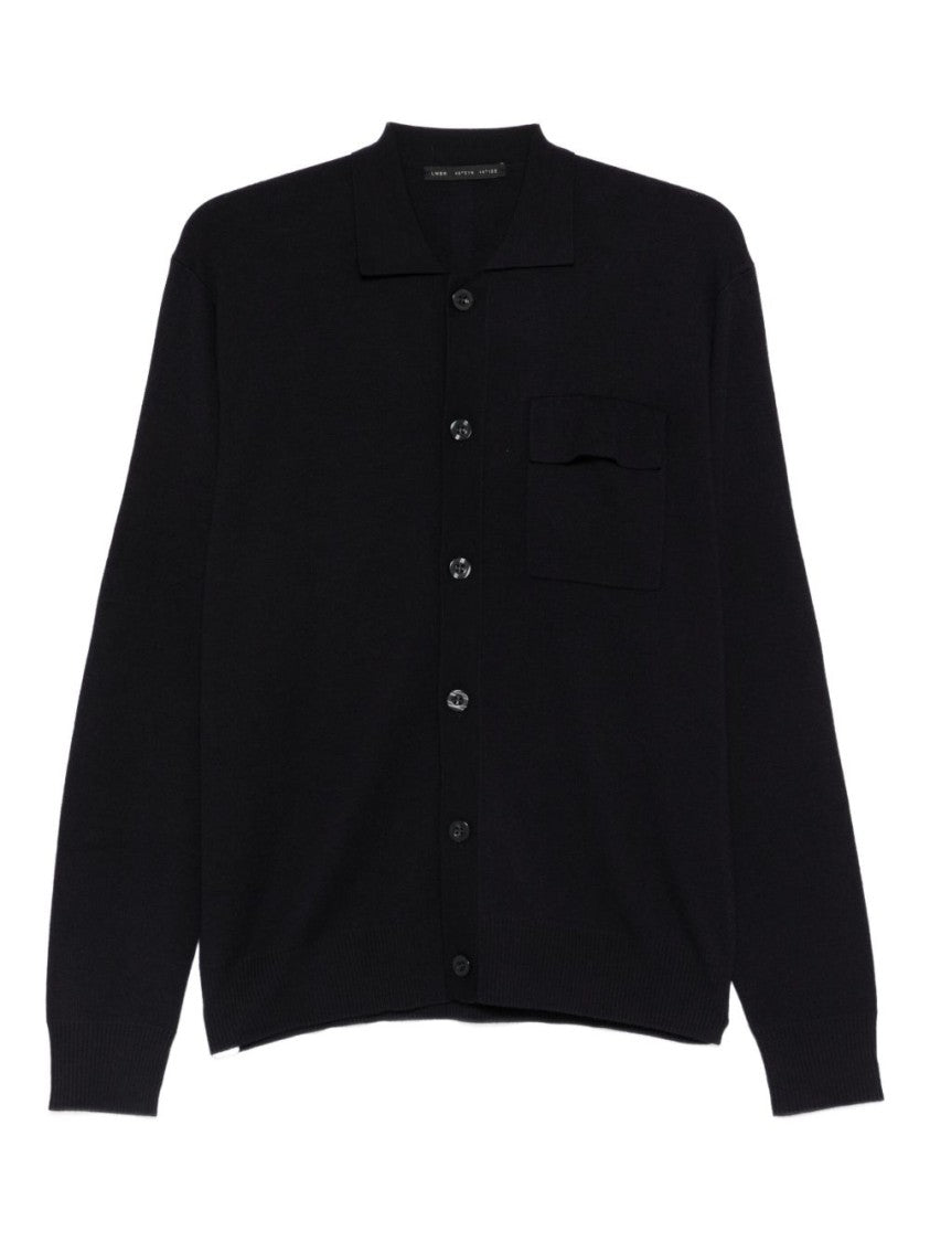 Low Brand Black Wool Knit Cardigan With Button-Up Front